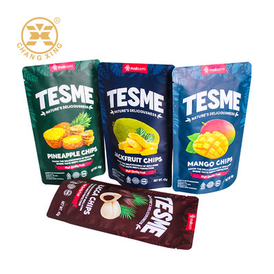 Custom Printing Stand up Pouch Design Potato Chips Packaging Plastic Banana Coconut Chips Packaging Dry Food Stand up Bag