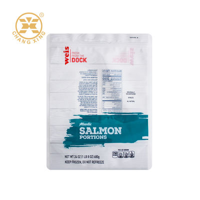 Gravure Printing Food Grade Packaging Bag Laminated Zipper Pouch With Transparent Window  For salmon Fresh Meat