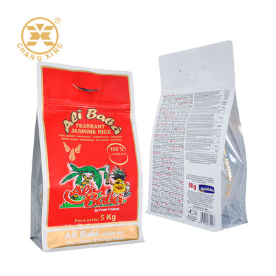 Customer Design Plastic Rice Packaging Bag Flat Bottom Pouch Zipper Packaging 5kg Basmati Rice Bag
