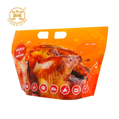 Custom Printed Microwaveable Anti Fog Zipper Top Roast Chicken Packaging Bag