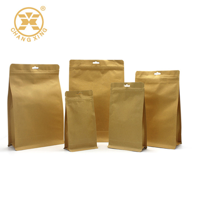 ভালভ 16oz সহ ক্রাফট ফ্ল্যাট বটম কম্পোস্টেবল কফি ব্যাগ