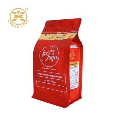 জিপার এবং ভালভ সহ 16oz উচ্চ চকচকে বক্সের নীচে রোস্টেড কফি বিন ব্যাগ