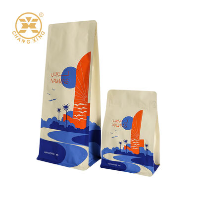 250g 500g কাস্টম কফি ফ্ল্যাট বটম পাউচ স্ট্যান্ড আপ কফি বিন প্যাকেজিং ব্যাগ আর্দ্রতা প্রুফ জিপার ব্যাগ